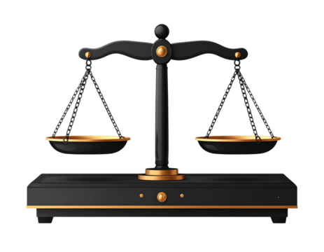 Minimalist Black and Gold Justice Scale Icon Isolated on Transparent Background