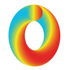 A vibrant 3d letter O, number 0 round colorful Easter egg vector illustration with a swirl design in a rainbow spectrum