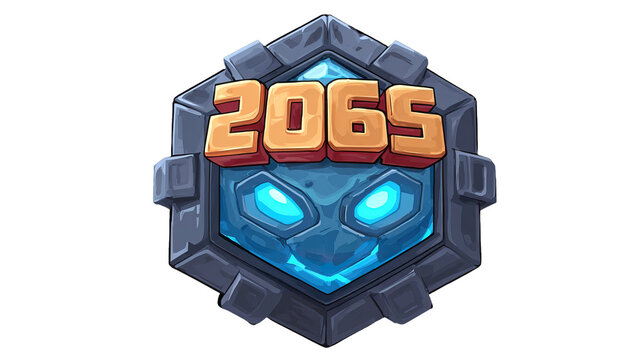 Futuristic Alien Emblem With Number 2065