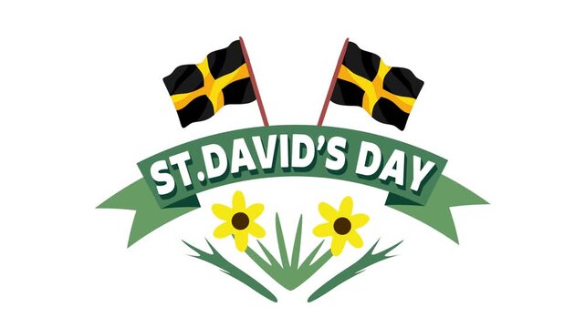 happy st david's day with green leaves