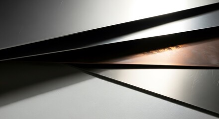 Abstract metallic interplay featuring light, shadow and sleek composition