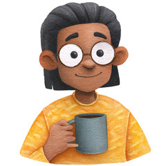 an african american holding a coffee mug