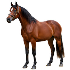 Obraz premium Brown horse standing in profile isolated on transparent background