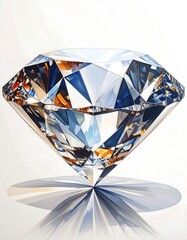 A multifaceted diamond, shimmering with reflective facets, displays a vibrant interplay of light and color.