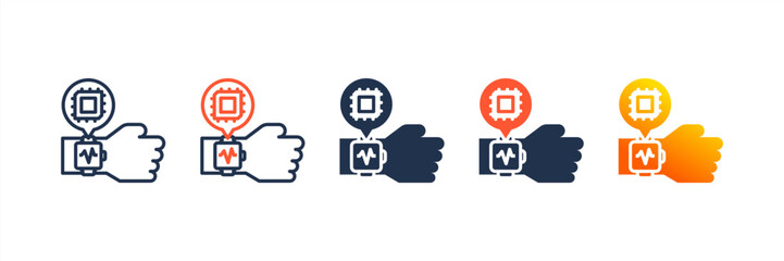 Ai Fitness Tracker icon set multiple style collection