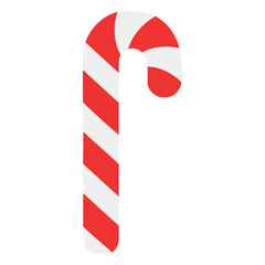 Fototapeta premium Red and white striped candy cane with curved top positioned upright