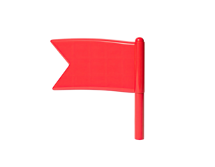 Glossy red flag icon with a pointed banner, standing tall against a dark background
