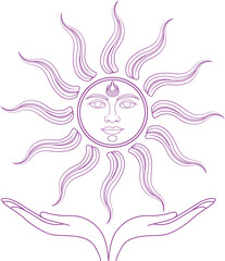 Chhath Puja Line Art Vector Illustration