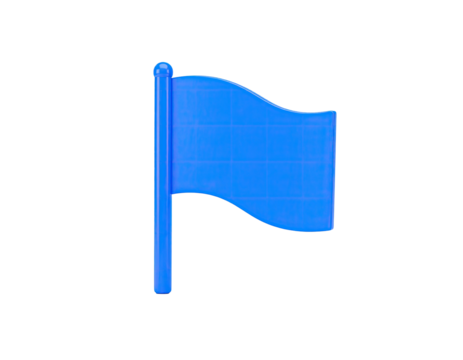 A 3D rendering of a blue flag with a wavy design on a black background - Powered by Adobe