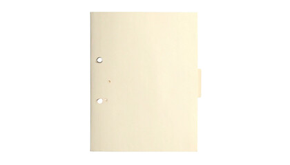 A file folder, three-hole punched, with a tab. Against a black background