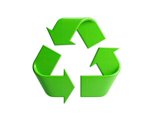 Obraz premium Bright, 3D green arrows in a triangular loop on a black background