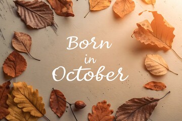Autumn Leaves and Inspirational Quote About October Celebration and Birthdays