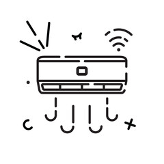 Modern Air Conditioner Icon With Wireless Signal and Cooling Effect Symbol Digital Graphic Illustration
