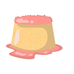 Dessert with pink frosting and dripping icing on a white background a simple illustration of a baked good with a textured surface and smooth topping a sweet treat graphic