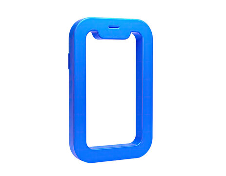 A simple, outlined phone model in bright blue with rounded edges on a black background - Powered by Adobe