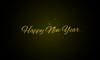 Happy new year gold letters on black background banner, art and illustration. It can use for landing page, template, banner, flyer, etc