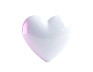 A glossy, white, three-dimensional heart shape against a stark black background