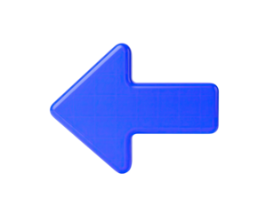 A shiny, vibrant blue arrow pointing left, set against a stark black backdrop