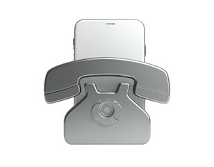 A chrome vintage phone receiver overlapping a modern smartphone silhouette