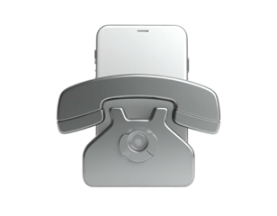 A chrome vintage phone receiver overlapping a modern smartphone silhouette