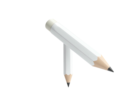 Two white pencils, one upright and the other angled, against a black backdrop