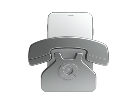 A chrome vintage phone receiver overlapping a modern smartphone silhouette