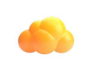 Rendered cluster of yellow-orange spheres on a black background, cloud-like form