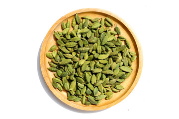 Green cardamom pods with aromatic and medicinal benefits.