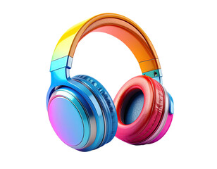Colorful wireless headphones with earcups in vibrant gradient hues against black