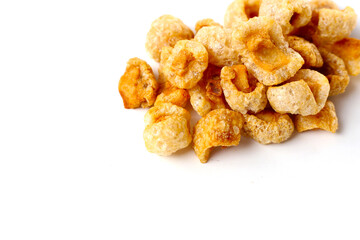 Crispy pork cracklings, a crunchy savory snack.