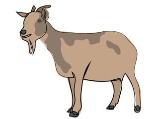 Goat in continuous line drawing style