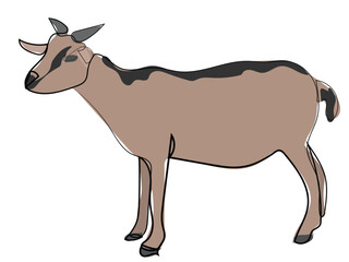 Goat in continuous line drawing style