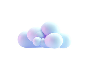 3D rendered cloud shape formed by clustered soft, round, glowing spheres