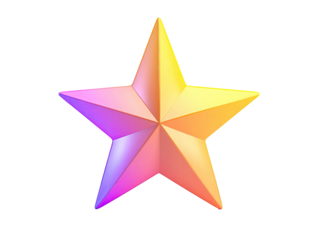 A five-pointed star with a gradient of pink, orange, and yellow on a black background