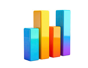Colorful 3D bar graph, representing data visually, on a black background