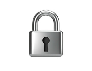 Silver padlock isolated on black, rendered in 3D, keyhole visible