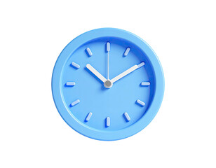 3D render of a light blue round clock, with hands pointing at 1010, on black