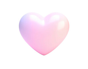 A shiny, 3D heart floats on a black background, with pastel pink-purple gradient