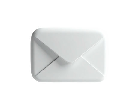 White, rounded-square envelope with a 3D effect, set against a black background