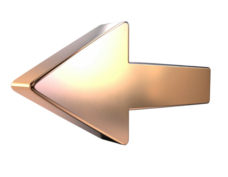 Metallic arrow pointing left, rendered with a subtle gradient on a black backdrop