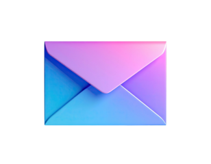 3D rendered close-up of an email envelope with a gradient of colors