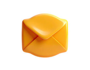 3D-rendered, glossy yellow envelope against a stark black background