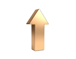 A metallic golden arrow points upward against a solid black background