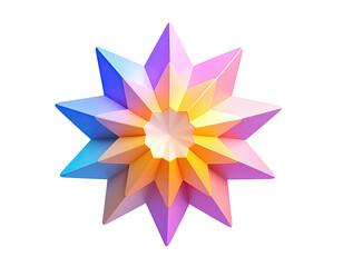 Geometric, multi-faceted starburst with gradient color transition on black