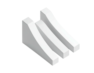 Isometric, three-tiered white geometric shapes on a black background