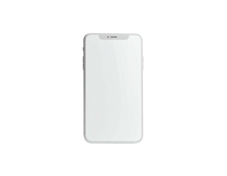 Realistic, front-facing smartphone rendered in pristine white, isolated on black background