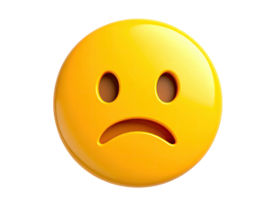 Rendered yellow emoji expressing sadness on a dark backdrop