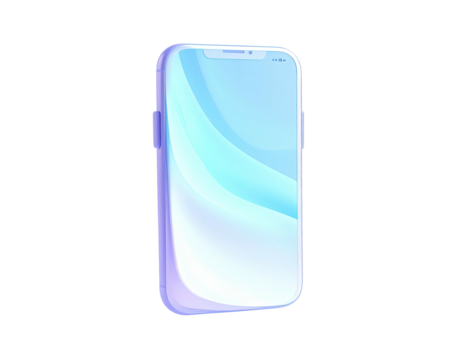 Rendered smartphone with a bright screen and a soft, colorful gradient design