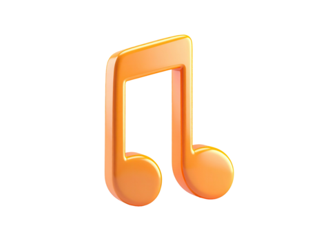 Rendered orange musical note graphic with a glossy finish, isolated on black
