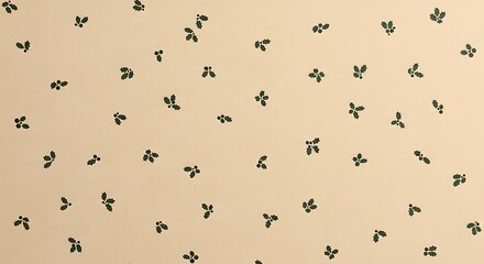 Festive christmas holly berry pattern on a light beige background creating a holiday season atmosphere